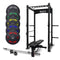 Commercial Rack Package: Comes With Black Bumper Plates, Barbell and Adjustable Bench