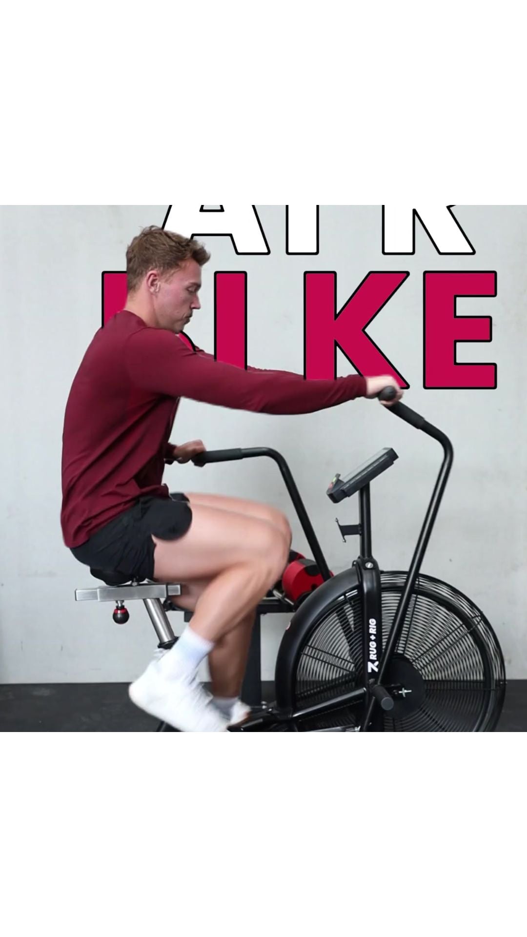 Josh working out on Rug and Rig Air Bike