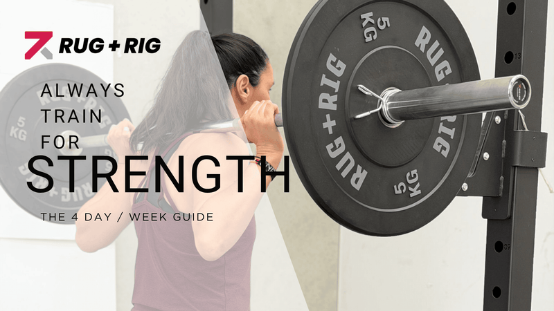 4‑day home strength training plan for adults over 40 with Rug & Rig Adjustable Dumbbells, Adjustable Bench, and Compact Barbell Rack