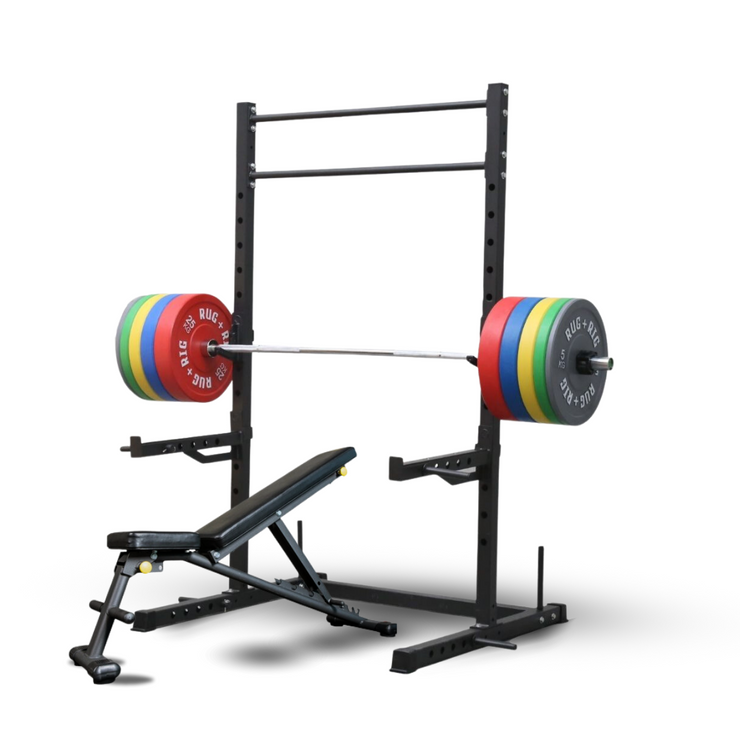 60 X 60 Power Rack Package - 170KG Colour Bumper Set with Bench and Bar