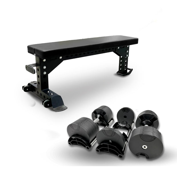 Adjustable Dumbbell Set with Flat Bench