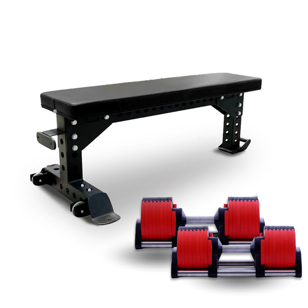 Adjustable Dumbbell Set with Flat Bench