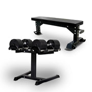 Adjustable Dumbbell Set with Flat Bench