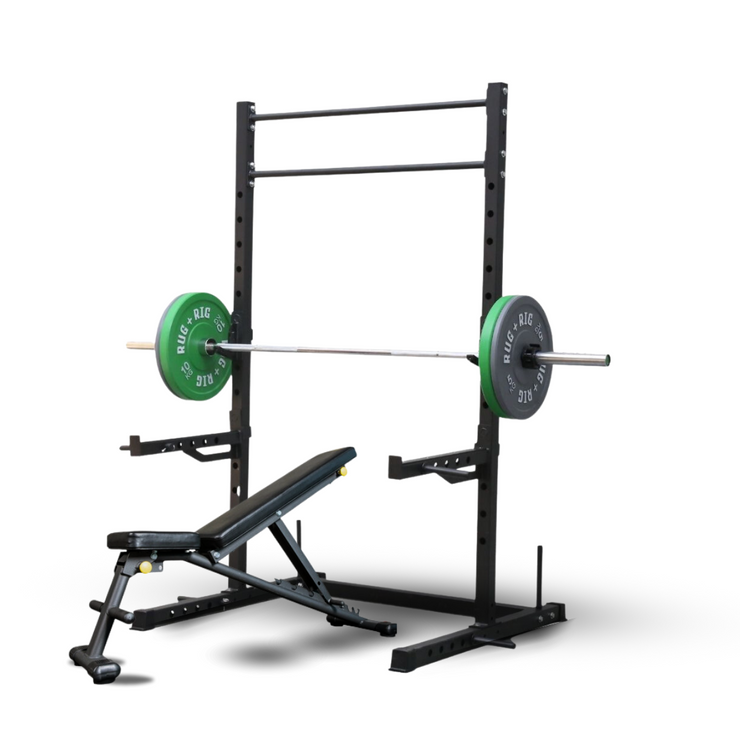 Power Rack Package, 60 X 60 - 50KG Colour Bumper Set with Bench and Bar