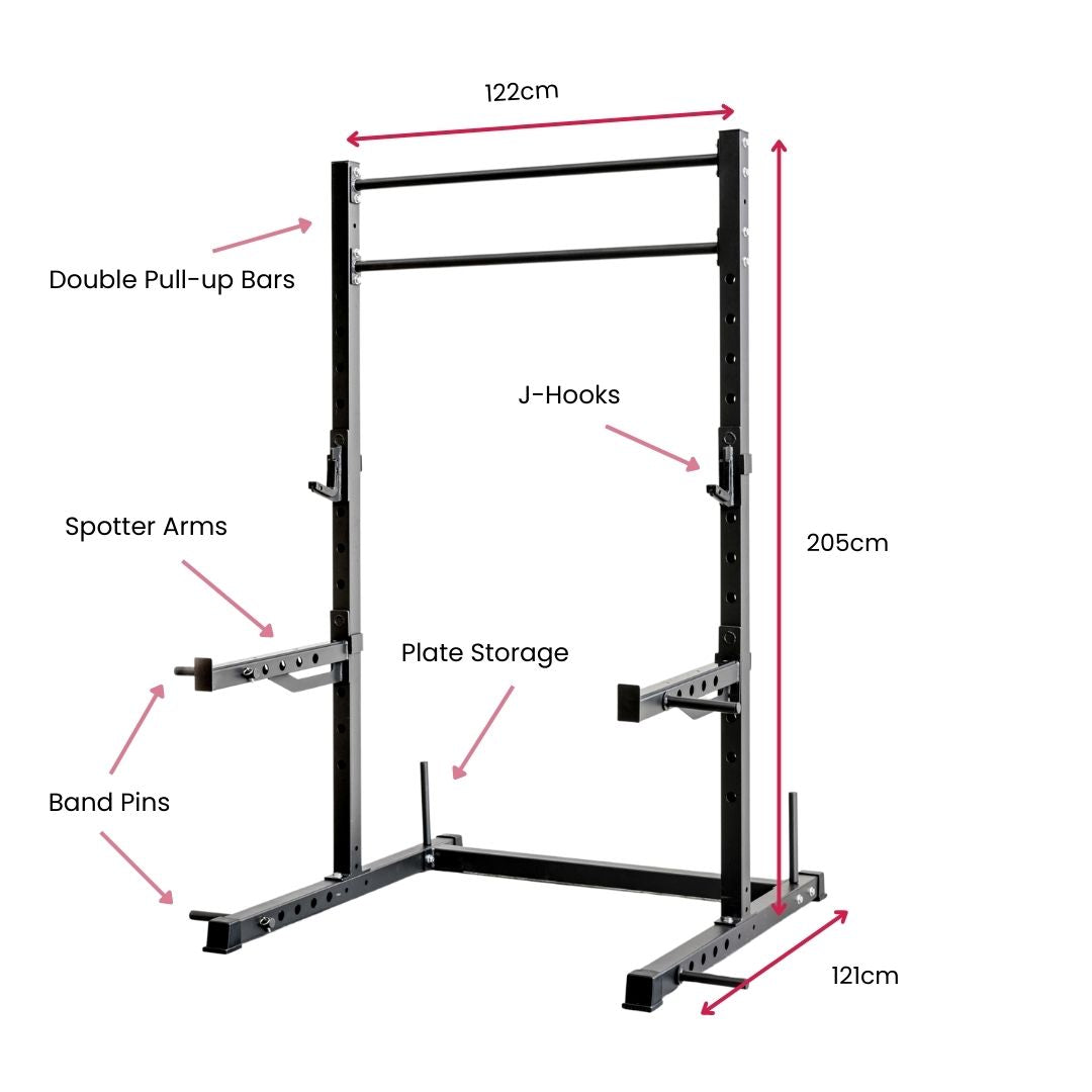 Power Rack Package, 60 X 60 - 50KG Black Bumper Set with Bench and Bar