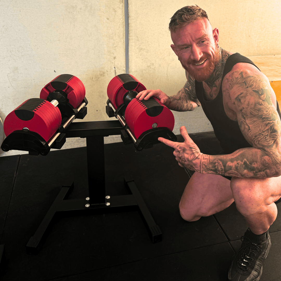 Adjustable dumbbell set with stand for home gym workouts and strength training 