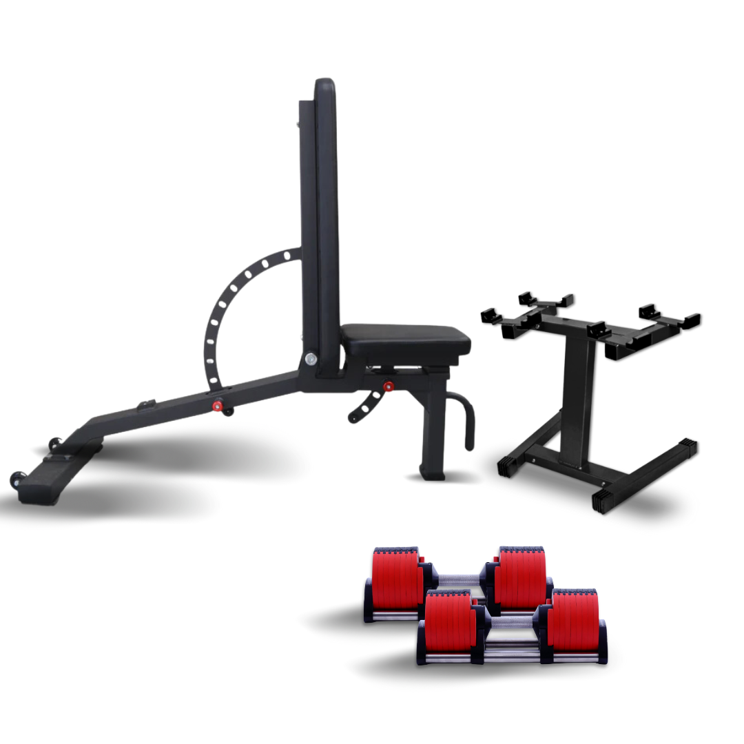 2 X 32KG Adjustable Dumbbell/10 Angle Bench Set