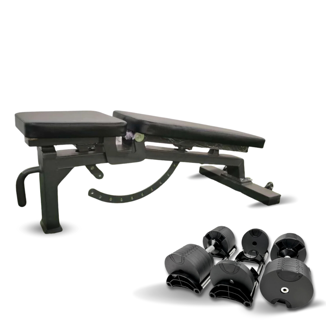 2 X 32KG Adjustable Dumbbell/10 Angle Bench Set