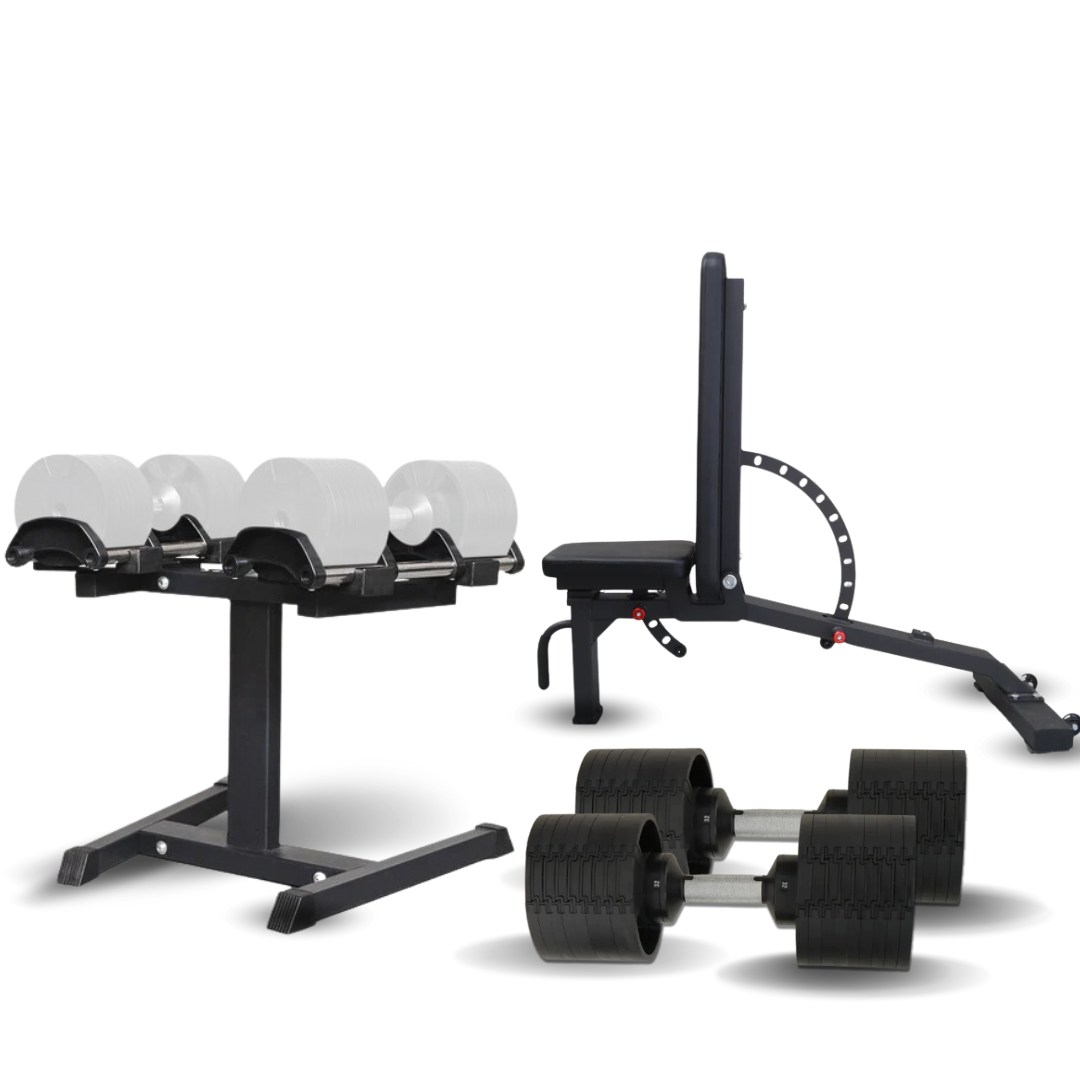 2 X 32KG Adjustable Dumbbell/10 Angle Bench Set