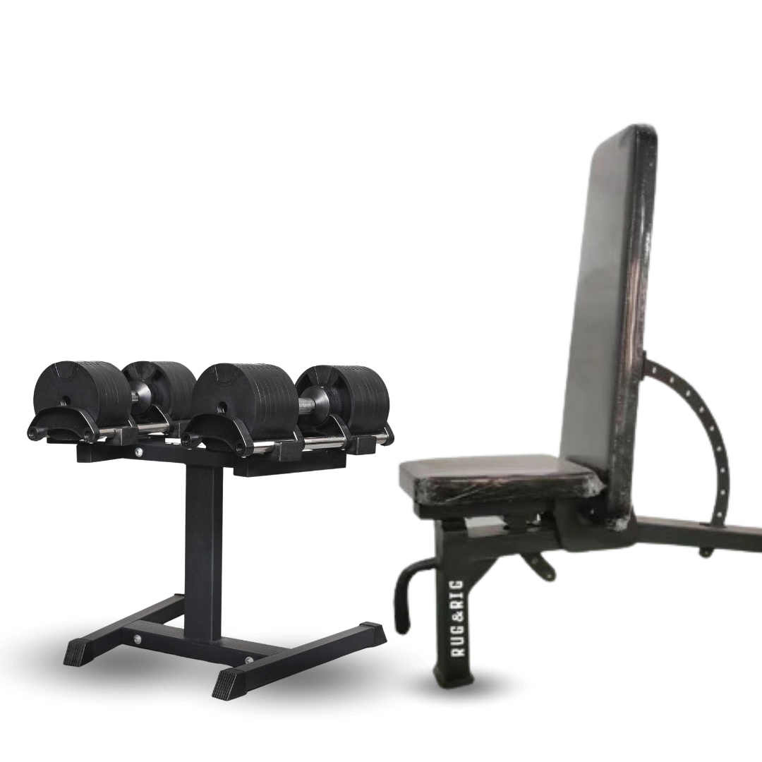 2 X 32KG Adjustable Dumbbell/10 Angle Bench Set