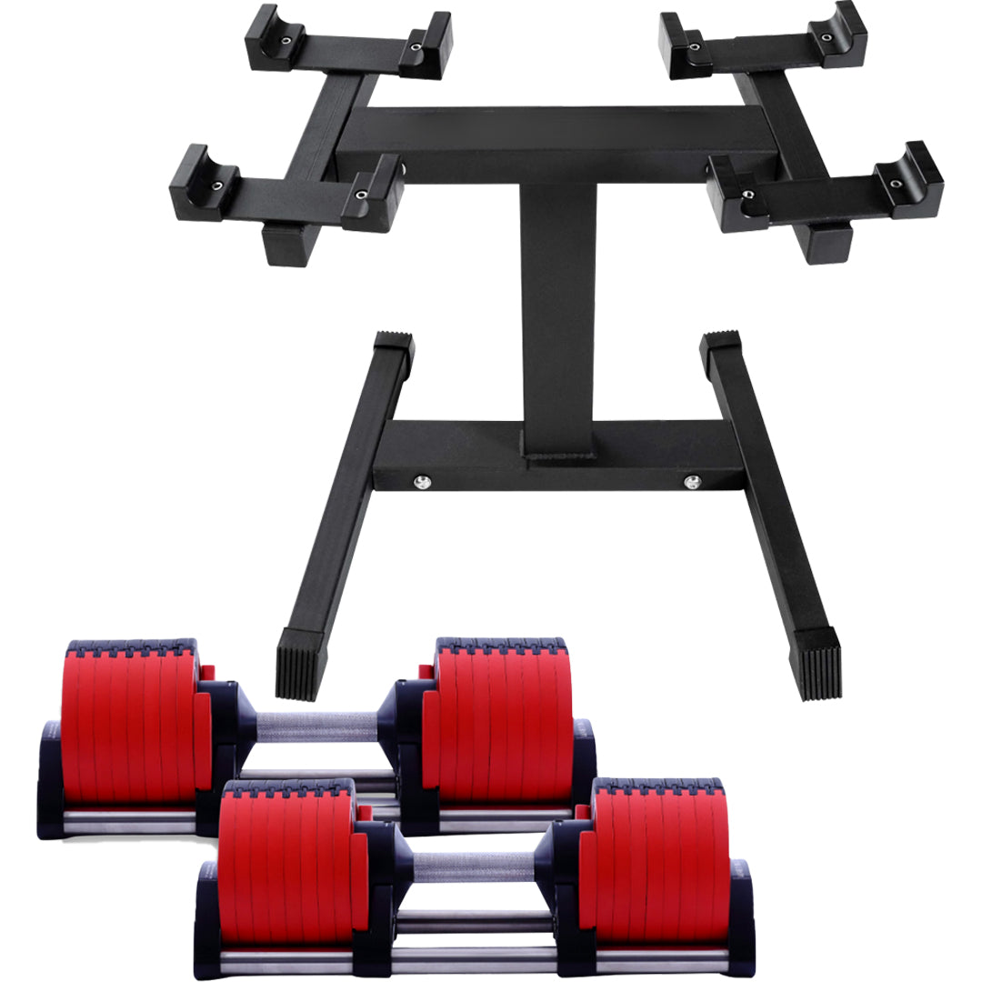 2 X 32KG Adjustable Dumbbell set with Stand