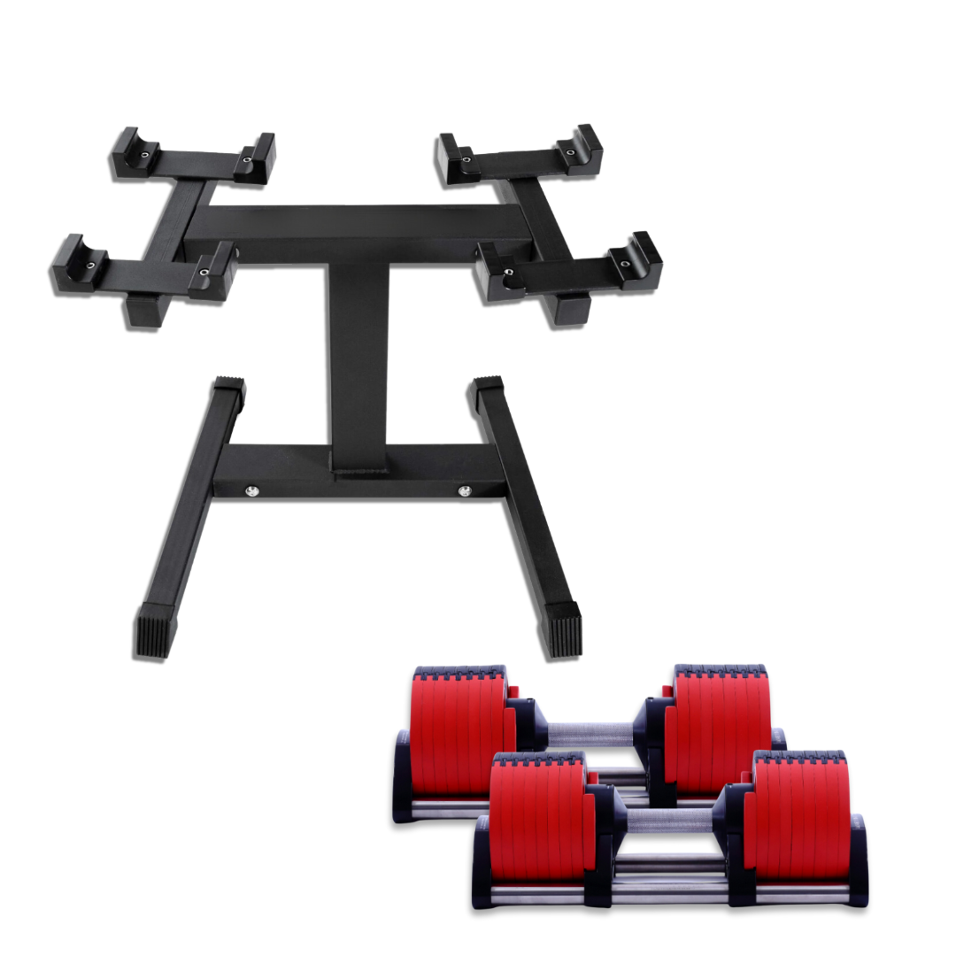 32KG Adjustable Dumbbell set with Stand - Rug and Rig Fitness