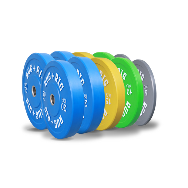 Olympic Bumper Plates and Barbell (20KG) Set, 120KG, Colour