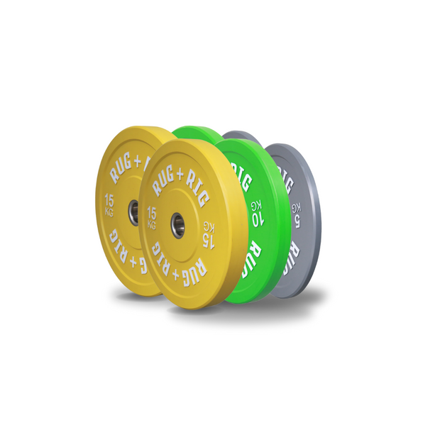 Olympic Bumper Plates and Barbell (20KG) Set, 80KG, Colour