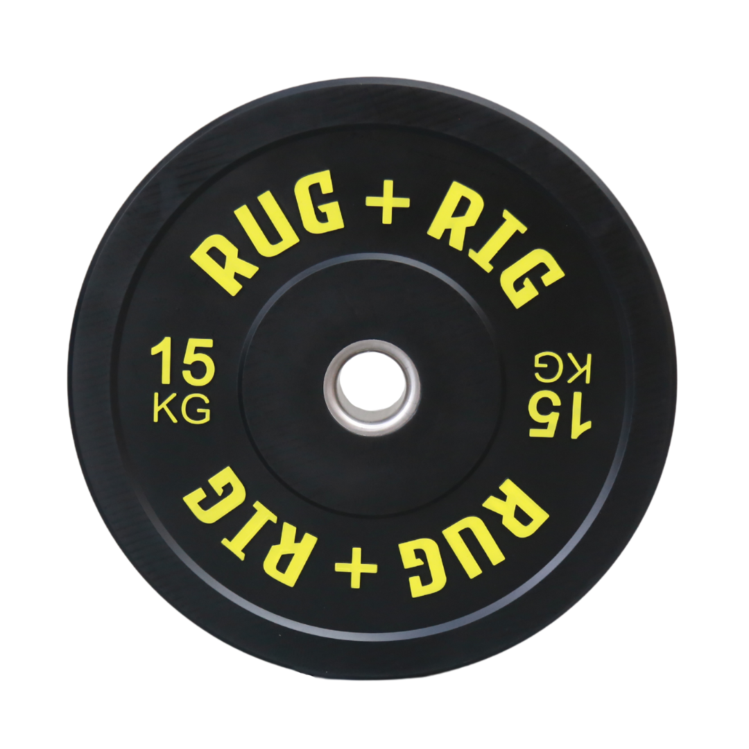 Olympic Bumper Plates and Barbell (20KG) Set, 80KG, Black