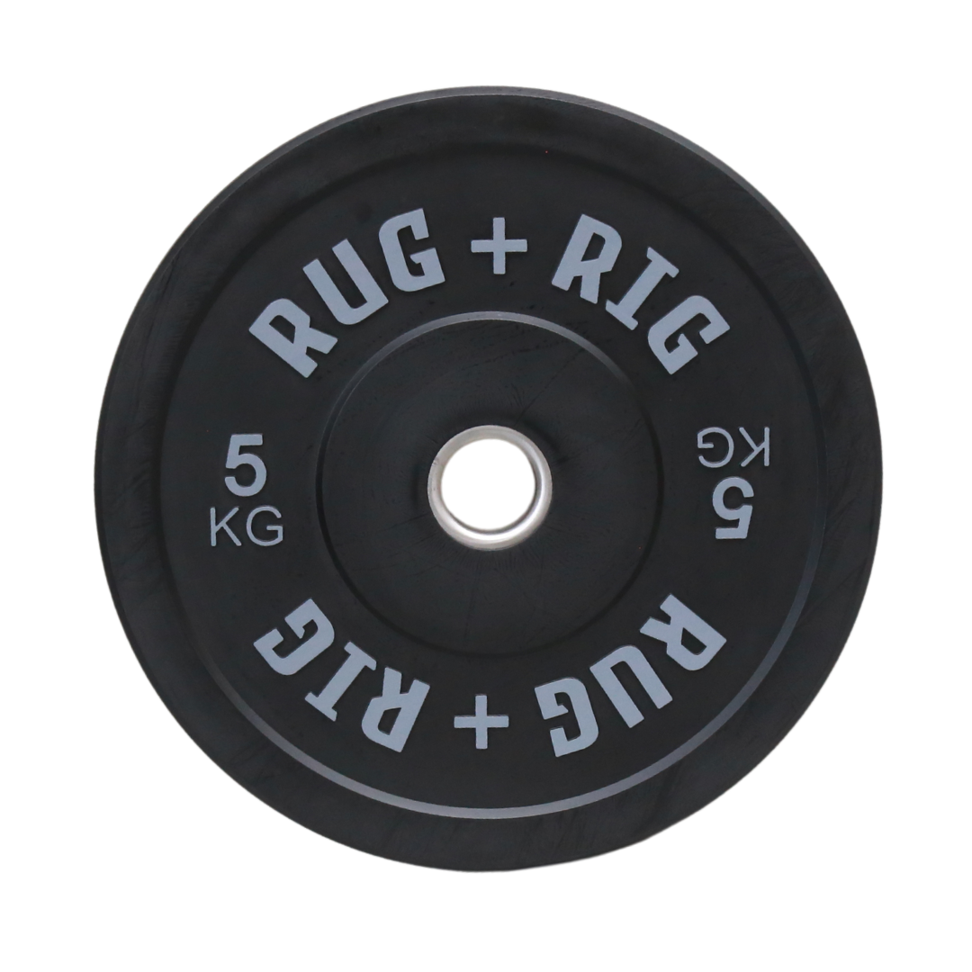 Olympic Bumper Plates and Barbell (20KG) Set, 80KG, Black