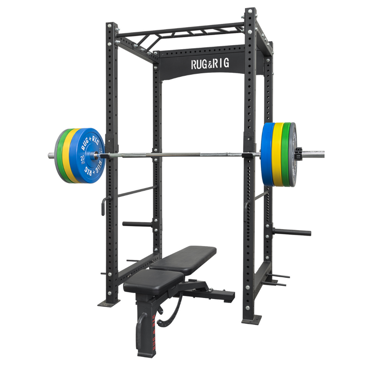 Power Rack Package, Commercial - 120KG Colour Bumper Set with Bench and Bar| (Display Unit)