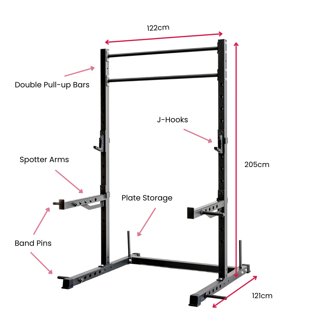 Adjustable Power Rack, Multi-Function with J-Hooks, 60 X 60