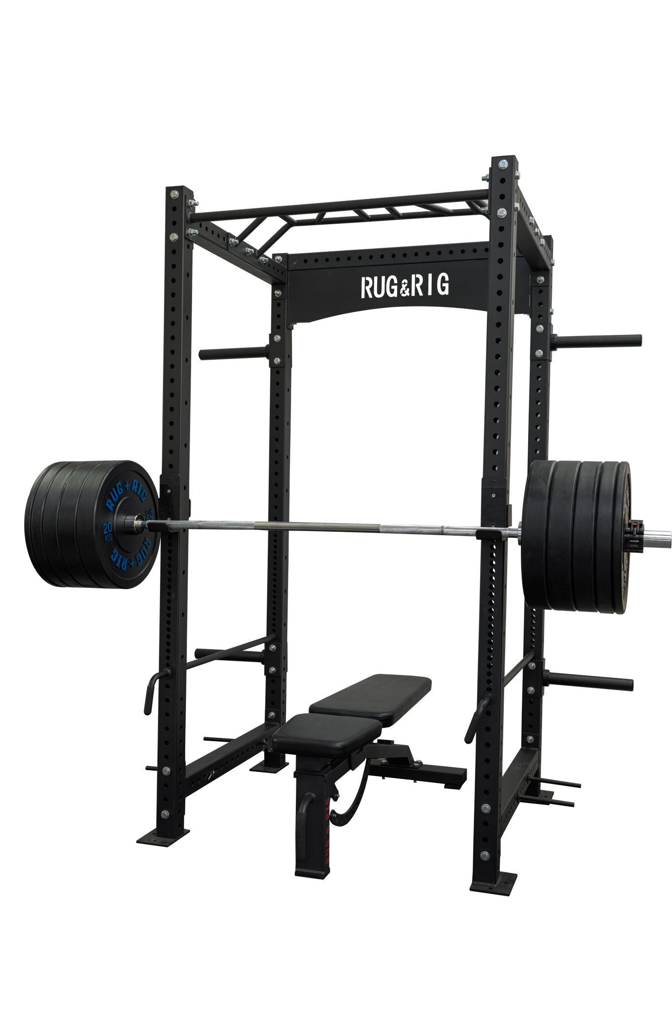 Power Rack Package, Commercial  - 160KG Black Bumper Set with Bench and Bar